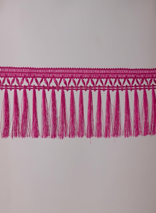 PREMDAS LACES Premdas lace assel Fringe Sequence Lace Border for Dresse, Saree, Lehenga, Dupatta, Bag, Craft and Decorations Colour (9 Metre) (Rani) - Image 3